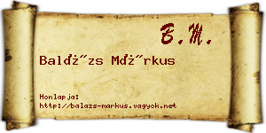 Balázs Márkus névjegykártya